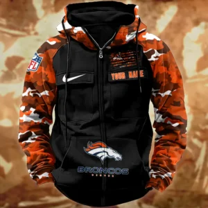 Denver Broncos Hot Camouflage Multi Pockets Zip Hoodie AMCCLG001123
