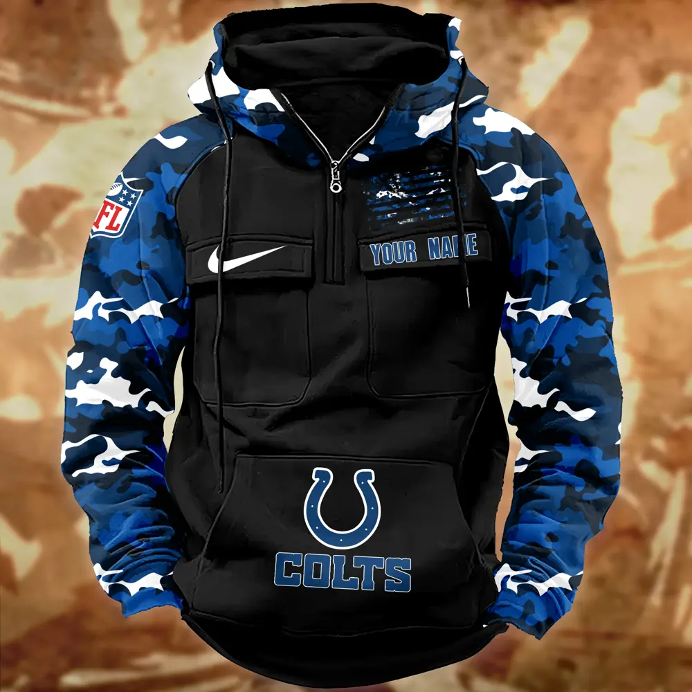 Indianapolis Colts Hot Camouflage Multi Pockets Zip Hoodie AMCCLG001127