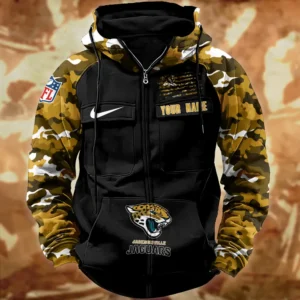 Jacksonville Jaguars Hot Camouflage Multi Pockets Zip Hoodie AMCCLG001128