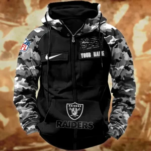 Las Vegas Raiders Hot Camouflage Multi Pockets Zip Hoodie AMCCLG001130