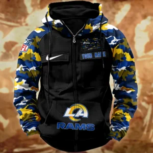 Los Angeles Rams Hot Camouflage Multi Pockets Zip Hoodie AMCCLG001132