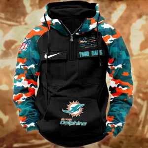Miami Dolphins Hot Camouflage Multi Pockets Zip Hoodie AMCCLG001133