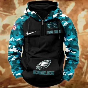 Philadelphia Eagles Hot Camouflage Multi Pockets Zip Hoodie AMCCLG001139