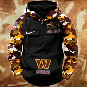 Washington Commanders Hot Camouflage Multi Pockets Zip Hoodie AMCCLG001145