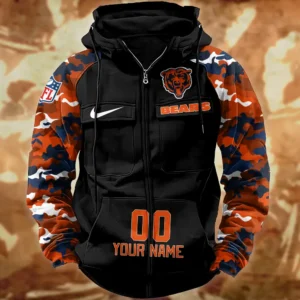 Chicago Bears Hot Camouflage Multi Pockets Zip Hoodie AMCCLG001151