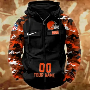 Cleveland Browns Hot Camouflage Multi Pockets Zip Hoodie AMCCLG001153