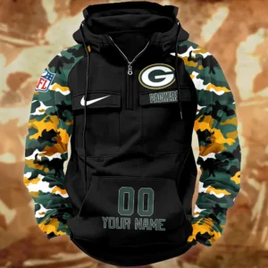 Green Bay Packers Hot Camouflage Multi Pockets Zip Hoodie AMCCLG001157