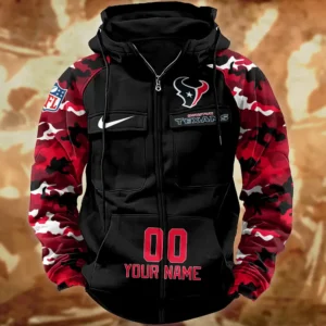 Houston Texans Hot Camouflage Multi Pockets Zip Hoodie AMCCLG001158