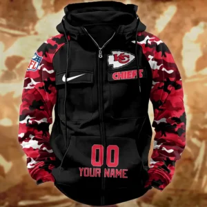 Kansas City Chiefs Hot Camouflage Multi Pockets Zip Hoodie AMCCLG001161