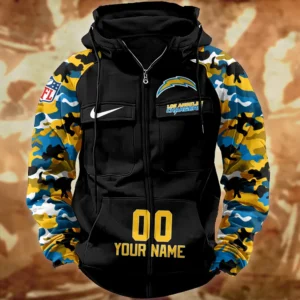 Los Angeles Chargers Hot Camouflage Multi Pockets Zip Hoodie AMCCLG001163