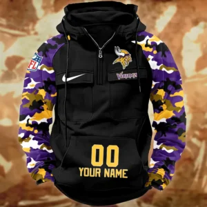 Minnesota Vikings Hot Camouflage Multi Pockets Zip Hoodie AMCCLG001166