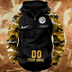 Pittsburgh Steelers Hot Camouflage Multi Pockets Zip Hoodie AMCCLG001172