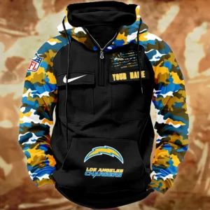 Los Angeles Chargers Hot Camouflage Multi Pockets Zip Hoodie AMCCLG001131