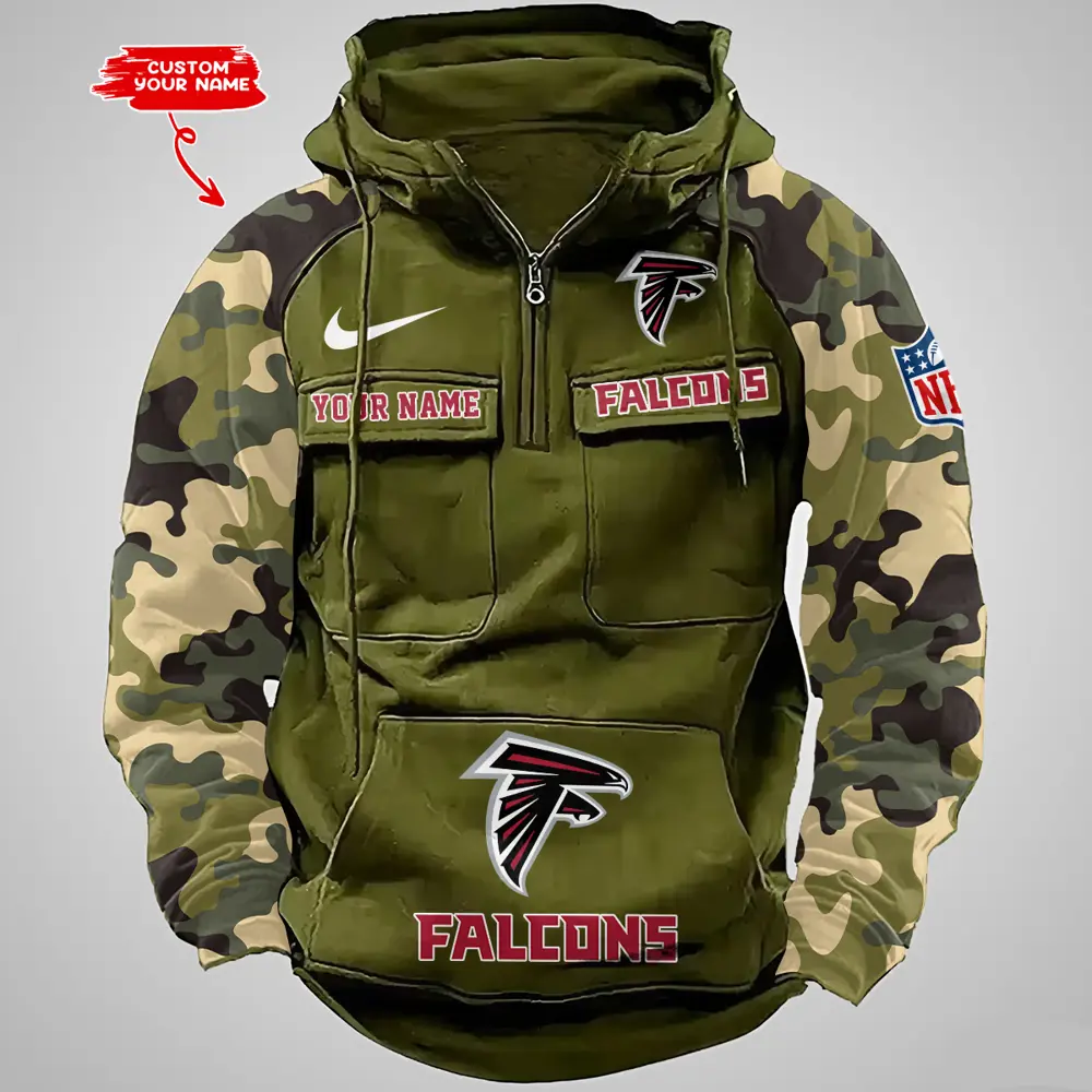 Atlanta Falcons Hot Camouflage Multi Pockets Zip Hoodie AMCCLG001179 - Image 4