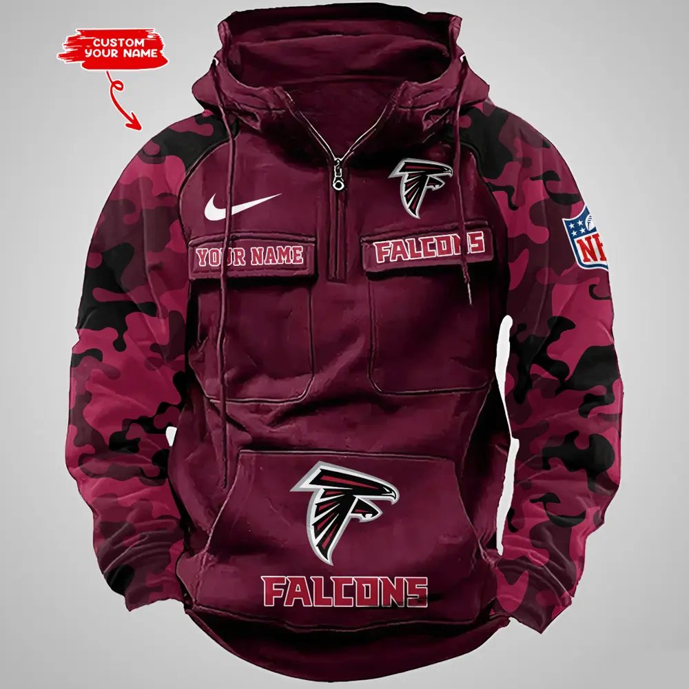 Atlanta Falcons Hot Camouflage Multi Pockets Zip Hoodie AMCCLG001179