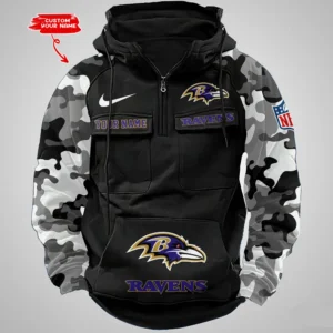 Baltimore Ravens Hot Camouflage Multi Pockets Zip Hoodie AMCCLG001180