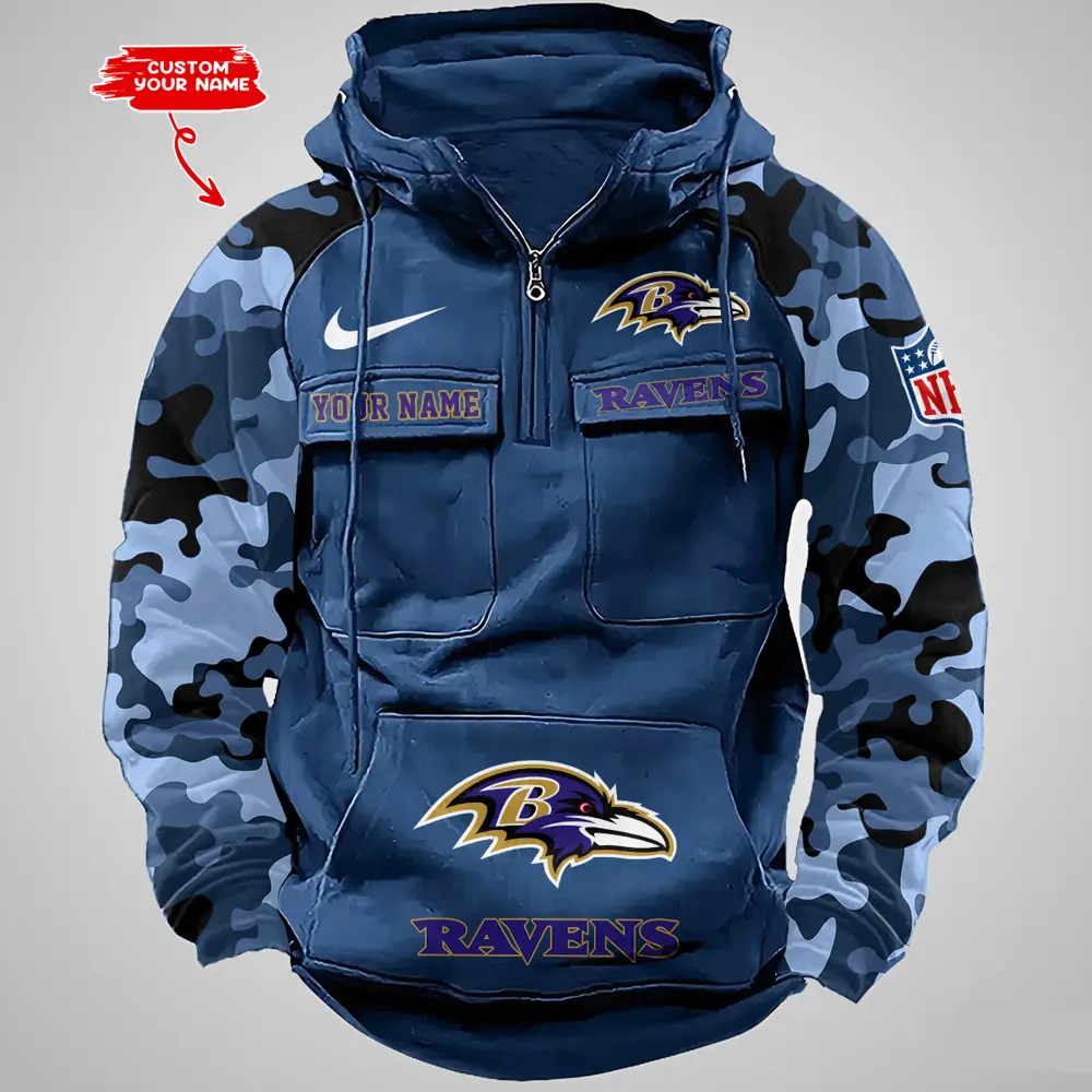 Baltimore Ravens Hot Camouflage Multi Pockets Zip Hoodie AMCCLG001180 - Image 5