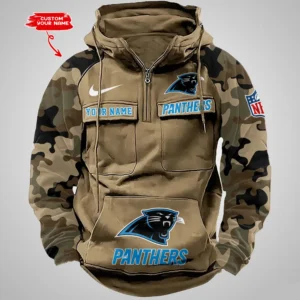 Carolina Panthers Hot Camouflage Multi Pockets Zip Hoodie AMCCLG001182