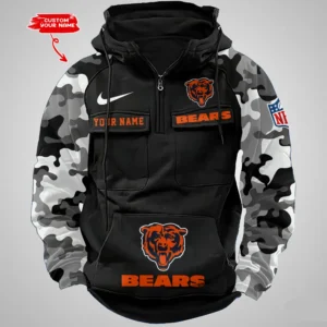 Chicago Bears Hot Camouflage Multi Pockets Zip Hoodie AMCCLG001183