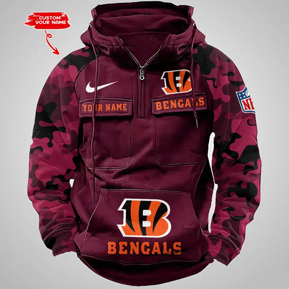 Cincinnati Bengals Hot Camouflage Multi Pockets Zip Hoodie AMCCLG001184 - Image 3
