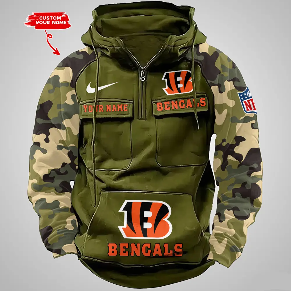 Cincinnati Bengals Hot Camouflage Multi Pockets Zip Hoodie AMCCLG001184 - Image 4