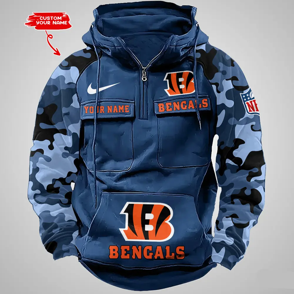 Cincinnati Bengals Hot Camouflage Multi Pockets Zip Hoodie AMCCLG001184 - Image 5