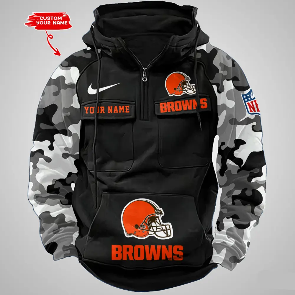 Cleveland Browns Hot Camouflage Multi Pockets Zip Hoodie AMCCLG001185