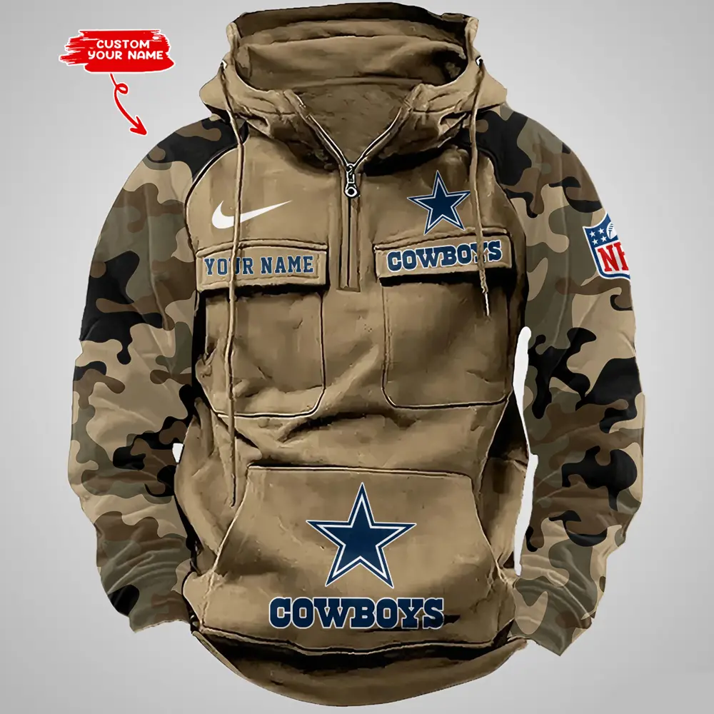 Dallas Cowboys Hot Camouflage Multi Pockets Zip Hoodie AMCCLG001186 - Image 2
