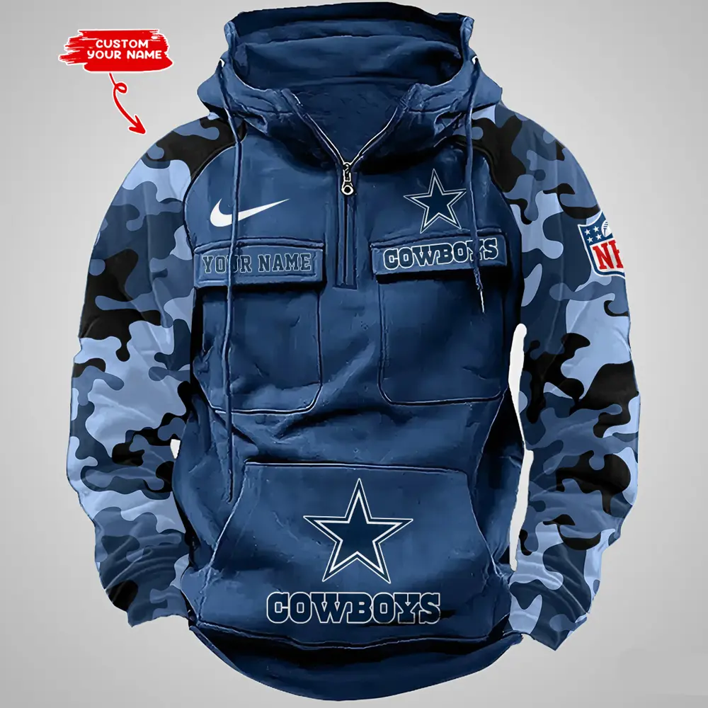 Dallas Cowboys Hot Camouflage Multi Pockets Zip Hoodie AMCCLG001186