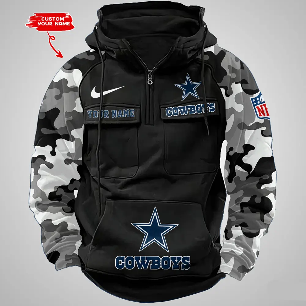 Dallas Cowboys Hot Camouflage Multi Pockets Zip Hoodie AMCCLG001186 - Image 5