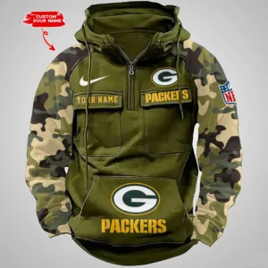Green Bay Packers Hot Camouflage Multi Pockets Zip Hoodie AMCCLG001189