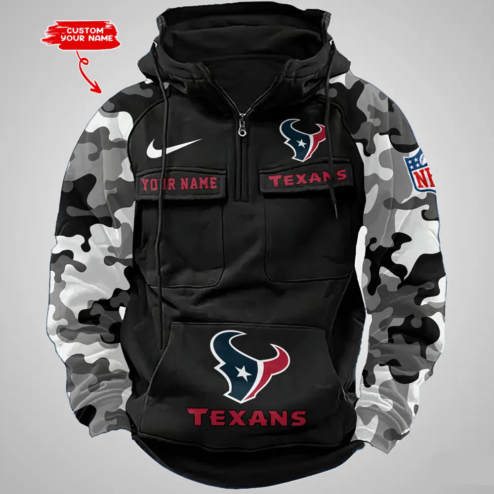 Houston Texans Hot Camouflage Multi Pockets Zip Hoodie AMCCLG001190