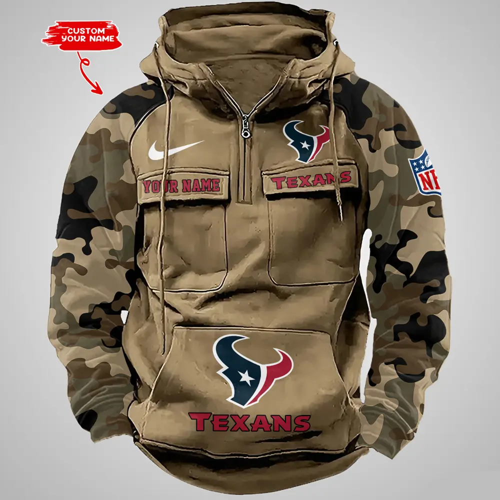 Houston Texans Hot Camouflage Multi Pockets Zip Hoodie AMCCLG001190 - Image 2