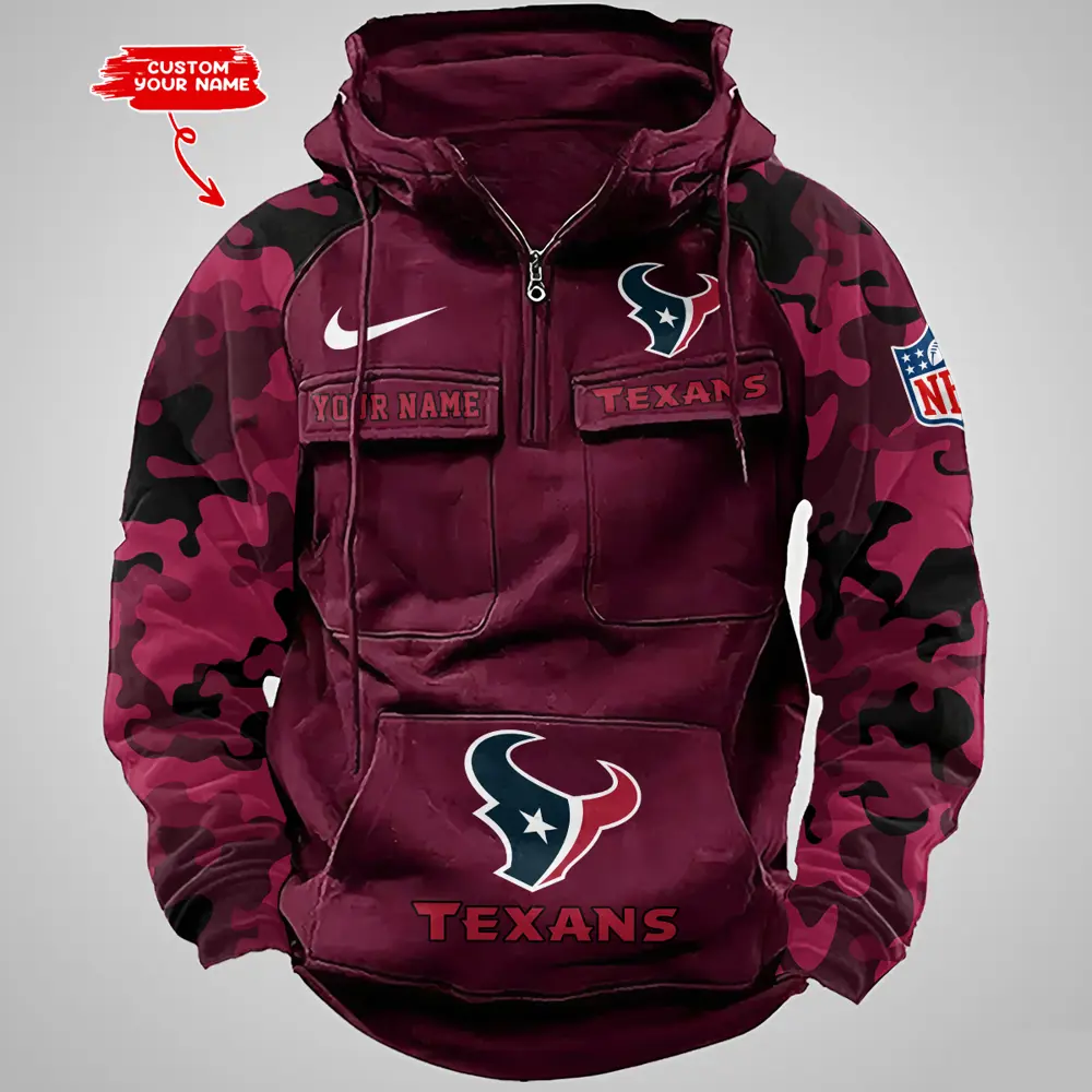 Houston Texans Hot Camouflage Multi Pockets Zip Hoodie AMCCLG001190 - Image 3