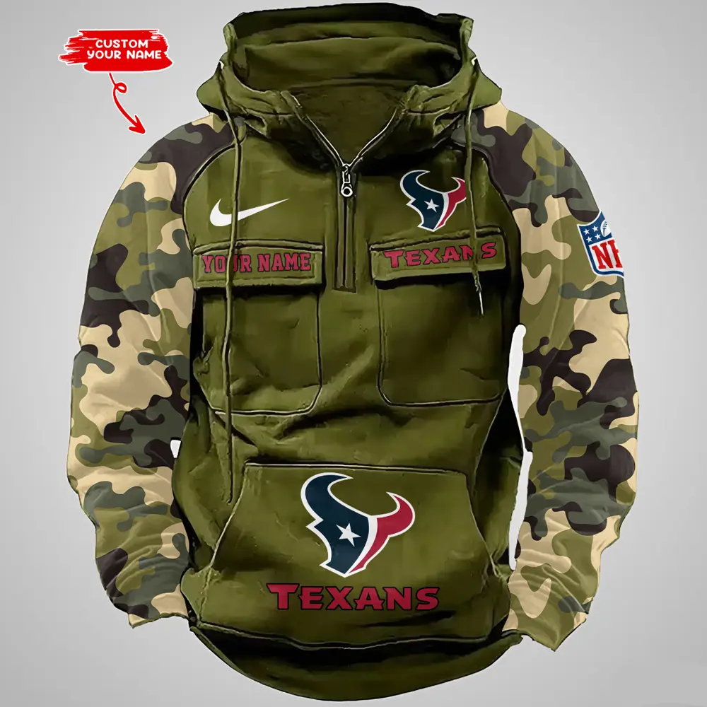 Houston Texans Hot Camouflage Multi Pockets Zip Hoodie AMCCLG001190 - Image 4