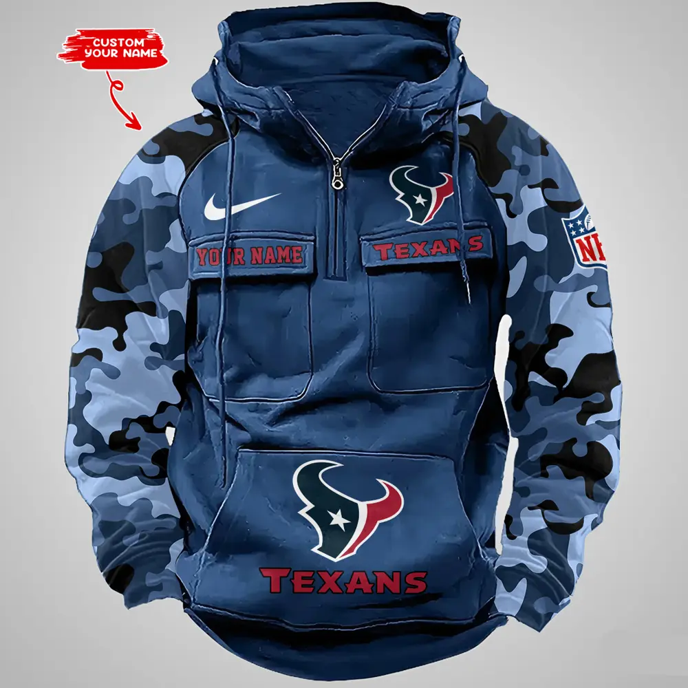 Houston Texans Hot Camouflage Multi Pockets Zip Hoodie AMCCLG001190 - Image 5