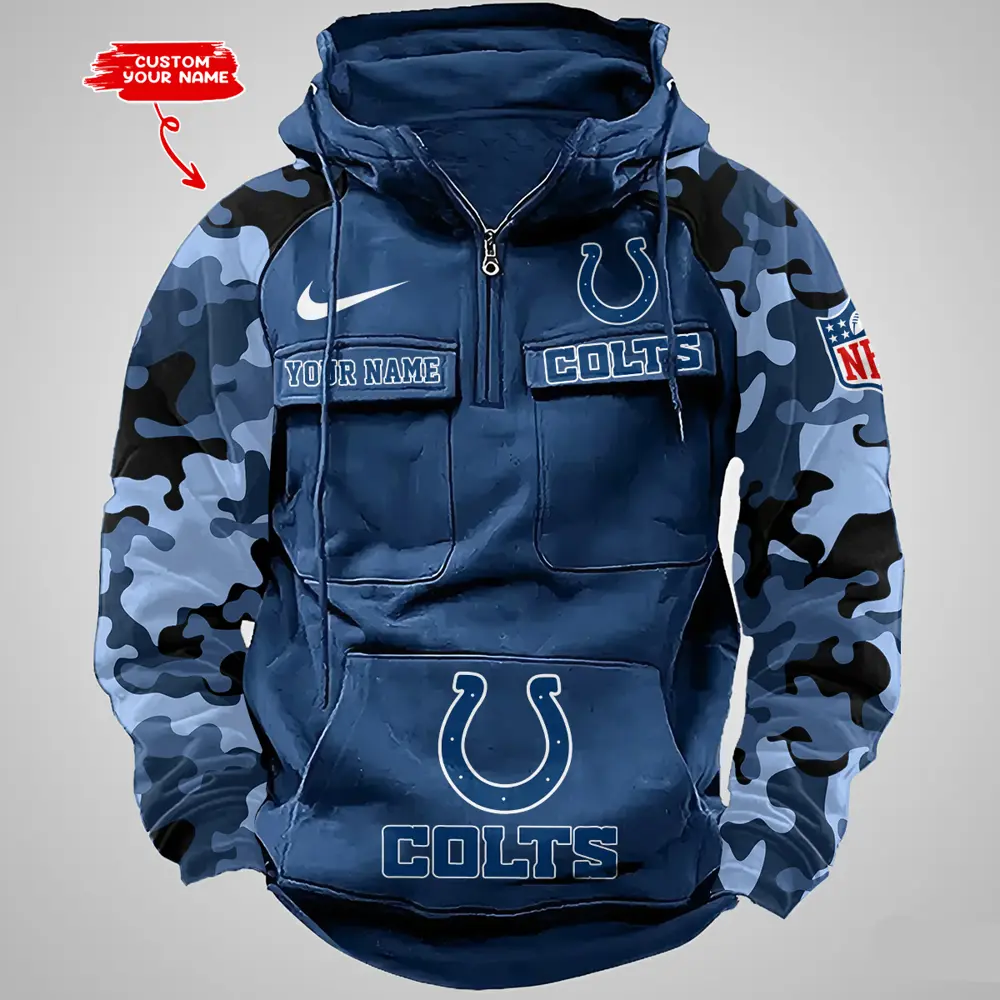 Indianapolis Colts Hot Camouflage Multi Pockets Zip Hoodie AMCCLG001191