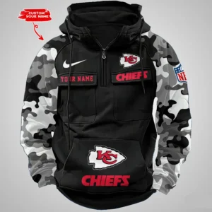 Kansas City Chiefs Hot Camouflage Multi Pockets Zip Hoodie AMCCLG001193