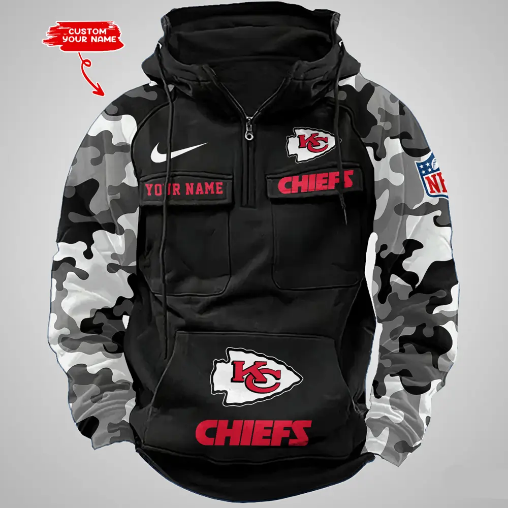 Kansas City Chiefs Hot Camouflage Multi Pockets Zip Hoodie AMCCLG001193