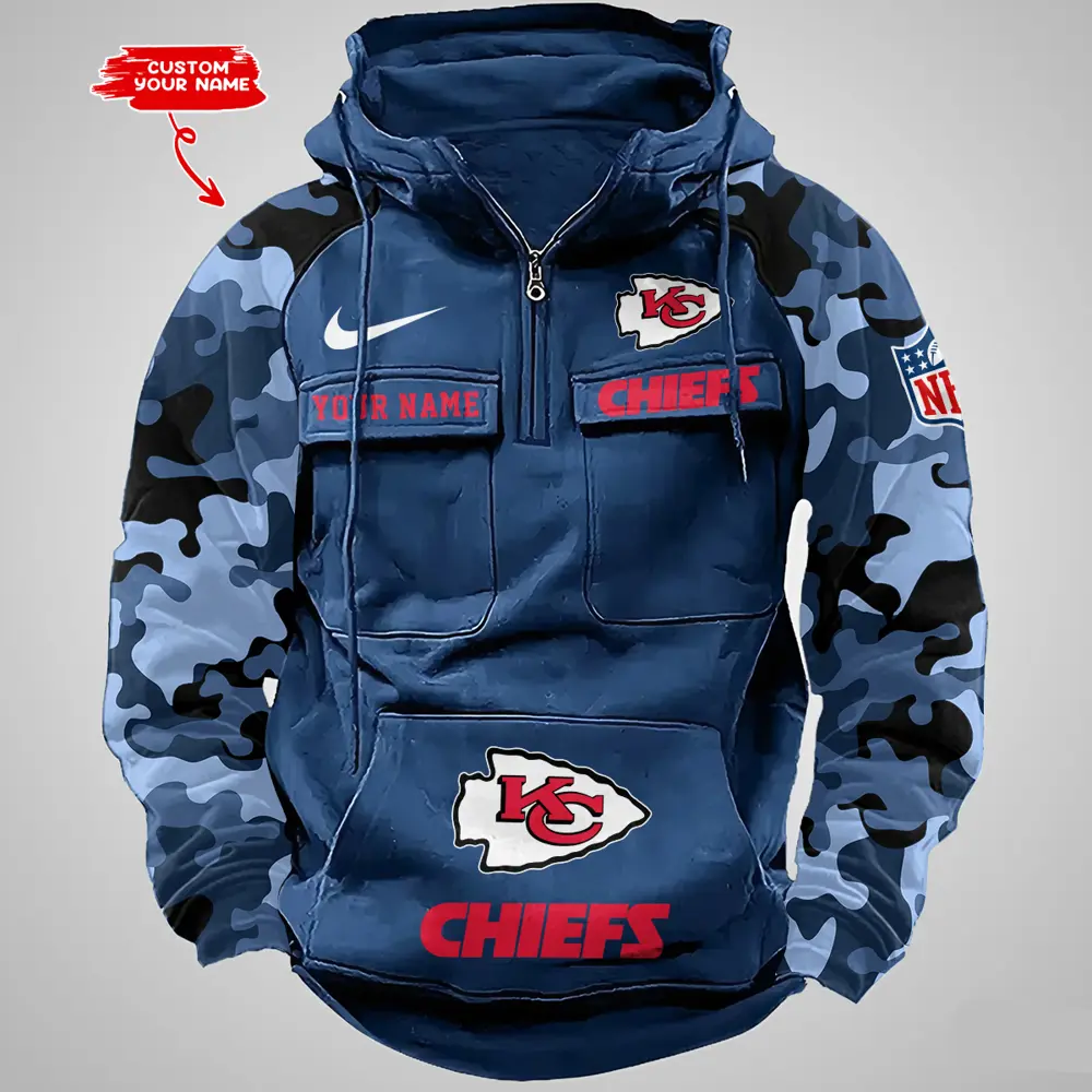 Kansas City Chiefs Hot Camouflage Multi Pockets Zip Hoodie AMCCLG001193 - Image 2