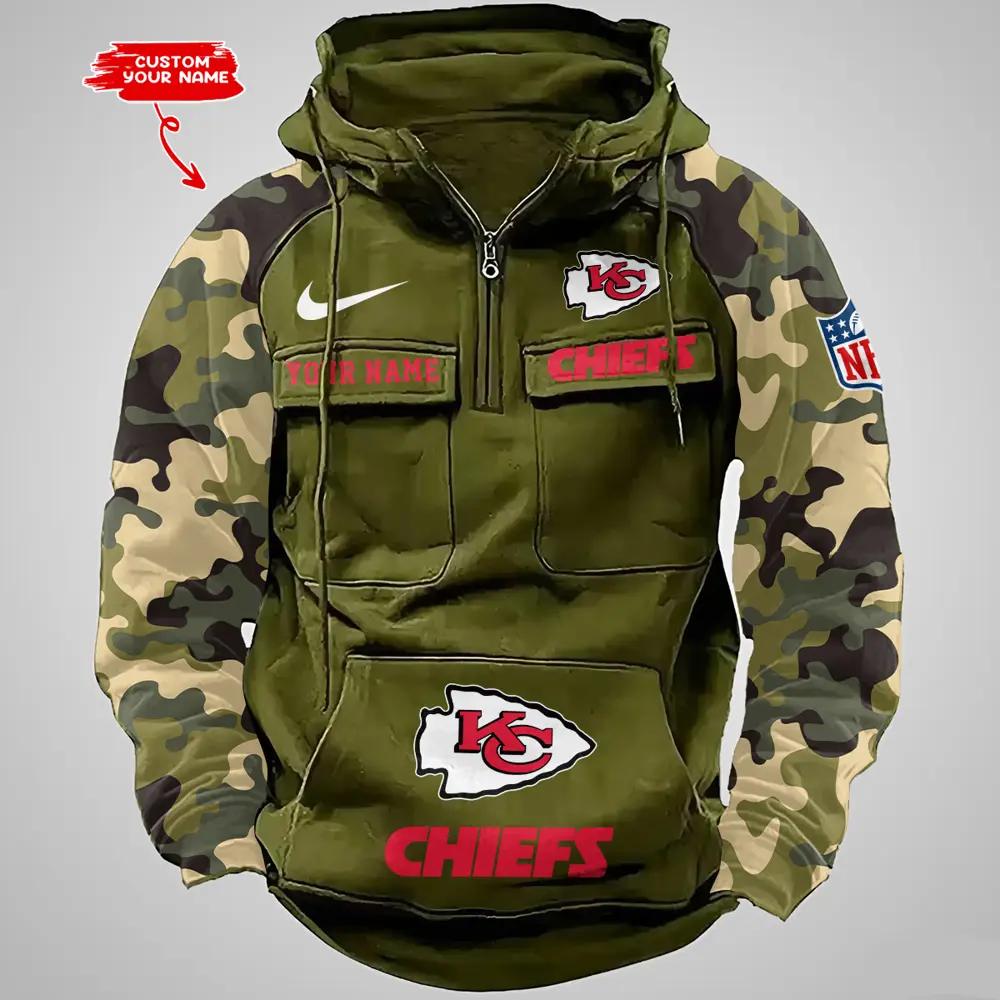Kansas City Chiefs Hot Camouflage Multi Pockets Zip Hoodie AMCCLG001193 - Image 3