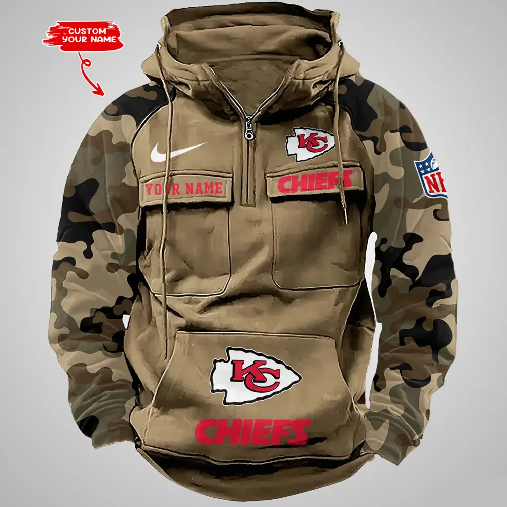 Kansas City Chiefs Hot Camouflage Multi Pockets Zip Hoodie AMCCLG001193 - Image 5