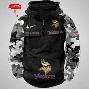 Minnesota Vikings Hot Camouflage Multi Pockets Zip Hoodie AMCCLG001198