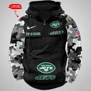 New York Jets Hot Camouflage Multi Pockets Zip Hoodie AMCCLG001202