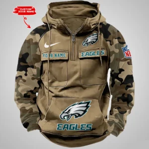 Philadelphia Eagles Hot Camouflage Multi Pockets Zip Hoodie AMCCLG001203