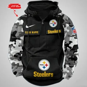 Pittsburgh Steelers Hot Camouflage Multi Pockets Zip Hoodie AMCCLG001204