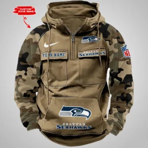 Seattle Seahawks Hot Camouflage Multi Pockets Zip Hoodie AMCCLG001206