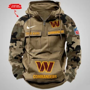 Washington Commanders Hot Camouflage Multi Pockets Zip Hoodie AMCCLG001209
