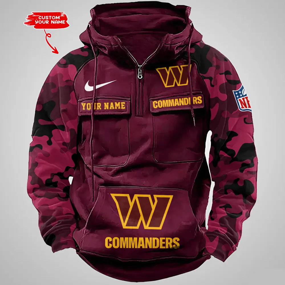 Washington Commanders Hot Camouflage Multi Pockets Zip Hoodie AMCCLG001209 - Image 2