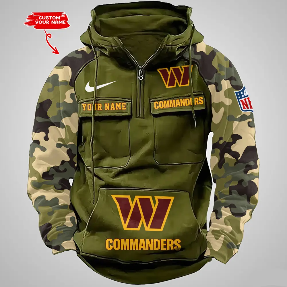 Washington Commanders Hot Camouflage Multi Pockets Zip Hoodie AMCCLG001209 - Image 3